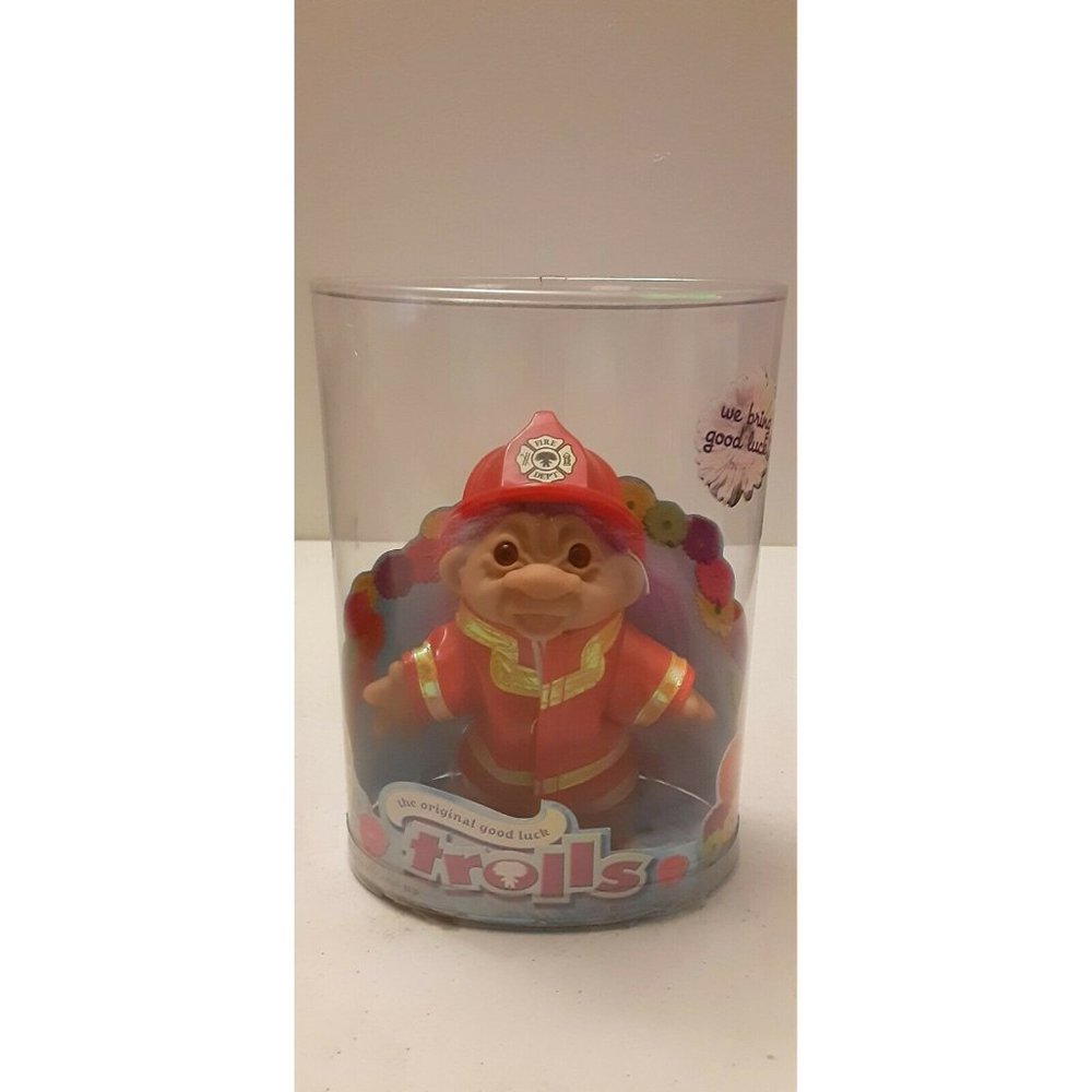 Vintage Trolls Fire Dept. The Original Good Luck 2006 NEW in Box Purple Hair
